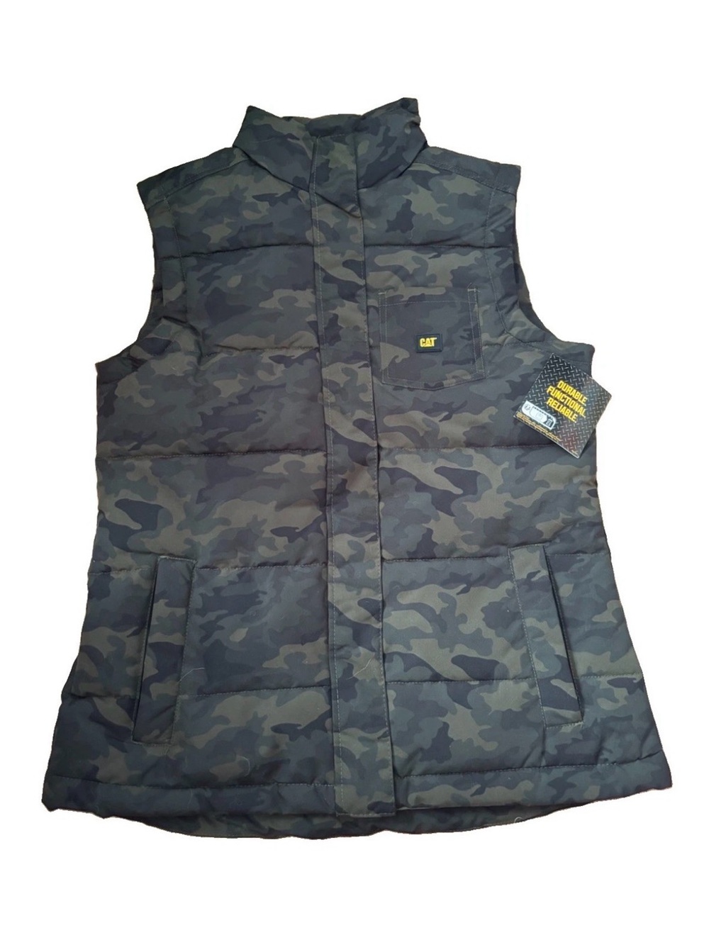 Caterpillar CAT Women's Camo Puffer Vest - Dark Green - Medium